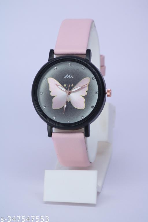 New Trendy Solid Dial Designer Fancy Leather Belt Watches for women analog watches for girls