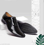 MRJ1852 Men's Black Synthetic Leather Derby Office Formal Shoes