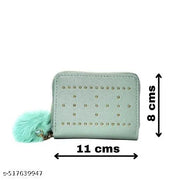 Womens Faux Leather Mini Wallet Purse Combo Pack of 2 Stylish Metal Studded Design with 4 Card Slots Zipper Coin Pocket Compact and Durable Light Green & Dark Beige