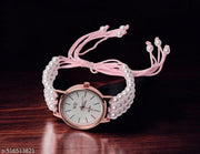 White Bead Bracelet Type Watch for women