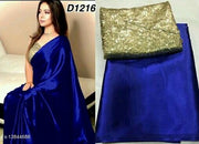 SOLID SATIN SAREE WITH SEQUENCE WORK BANGLORI BLOUSE