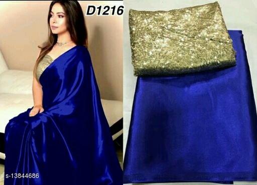 SOLID SATIN SAREE WITH SEQUENCE WORK BANGLORI BLOUSE