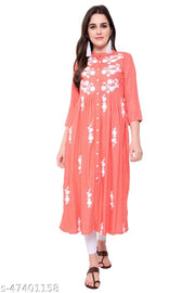 PURVIJA KURTIES WOMEN EMBROIDERED FLARED KURTI