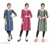 Women's Ethnic Wear Crepe Straight Cut Kurti (Combo Pack Of 4)