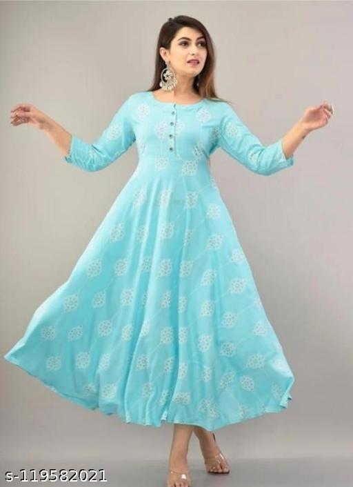 Aqua blue printed kurti