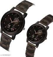 Skylark Premium Couple Tree Lovers Black Dial Black Stainless Steel Chrome Plated Analogue Couple Watch Analog Watch - For Couple