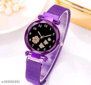 Diamond Dial with Latest Generation Black Magnet Belt Watch for Women