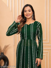 Lining Printed Naira Cut Kurti For Womens