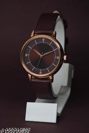 Best Quality Royal Embossed Designer Shine Round Dial with Slim Fit Attractive Leather Belt Analog Watches for women