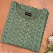 Chikankari Kurta, Embroidery Kurta For Women, Short Kurti