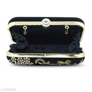 Attractive Women's Black Velvet Clutch