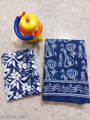 Jaipuri Hand Block Printed Soft Cotton Mulmul Saree ,Sanganeri Cotton Malmal Saree, Bagru Cotton Saree, Batic / Batik Print Cotton saree In Super Fine 92*80 Fabric Quality With Attached Blouse Piece for Woman