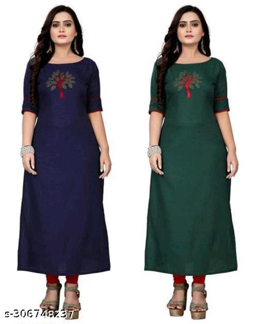 New women Ethenic Pachwork  cotton blend  straight  combo kurti for formal party wer