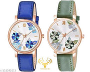Best High New Flower Festive  Combo Unique Designer Leather Strap Watch for Girl's and Women Pack Of 15