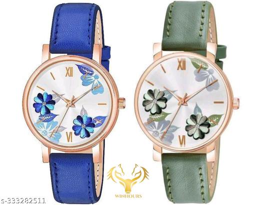 Best High New Flower Festive  Combo Unique Designer Leather Strap Watch for Girl's and Women Pack Of 15