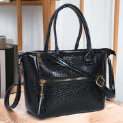 WOB worldofBags -Explore the latest  handbag designs, blending elegance and functionality in premium leather, Resin and PU, perfect for enhancing your fashion statement Black color Handbag (Medium Size)