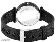 Branded Best Quality Ethnic Embossed Designer Shine Round Dial with Slim Fit Alluring Leather Belt Women Analog Watches for Girls