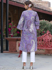 Women's  Multi print Rayon Straight Kurtis with lace work