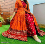 Women Orange Ethnic Jacket Shrug and Kurta Set Rayon