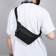 Men’s PU Leather Crossbody Sling Bag with Large Capacity, Adjustable Belt & Zipper Closure for Daily Use, Hiking & Outdoor Activities