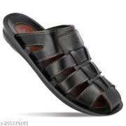 WALKAROO Men's Fisherman-Style Slide Casual Sandals with Cushion Sole, Open Toe Slip-On Daily Wear Comfortable Gents Footwear - WG5306 Black