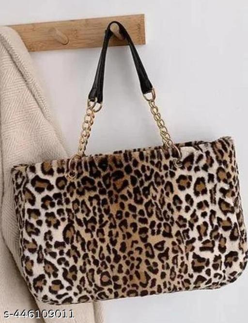 Women's Faux Fur Tote Purse Furry Leopard Large Capacity Shoulder Bag Satchel Handbag