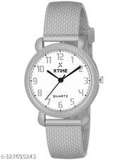 XTIME Analogue Watch Round White Dial & Grey Resin Strap for Boys & Girls