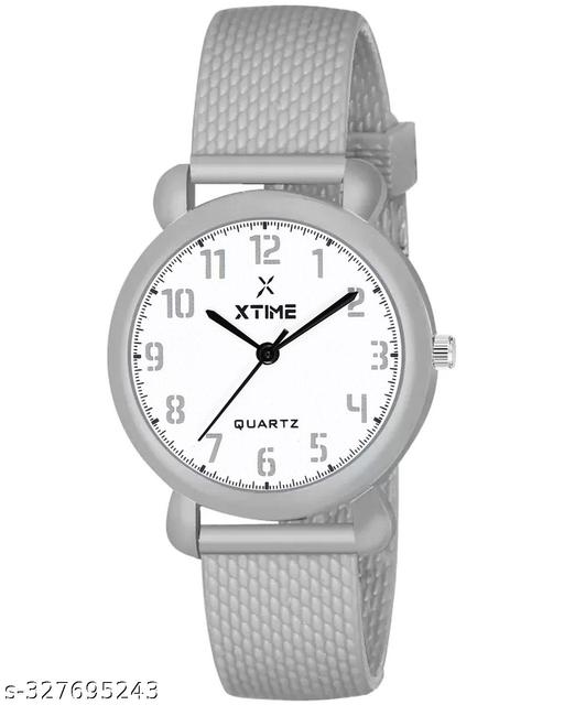 XTIME Analogue Watch Round White Dial & Grey Resin Strap for Boys & Girls