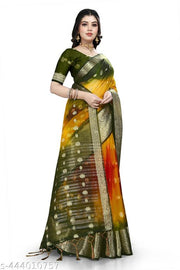 ORGANZA MUTTY COLOUR SAREE  IN FANCY DISION
