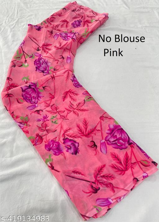 Dori Sarees Pink Georgette Saree sari For Woman Without Blouse Piece