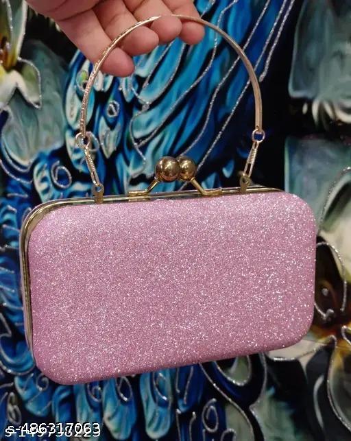 fancy partywear shimmer clutch with handle