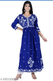 BHUMIKA ROYAL BLUE EMBROIDERY KURTI