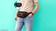 Stylish BROWN Waist Bag for Men & Women | Multi-Pocket Travel Belt Bag | Adjustable Crossbody Chest Bag