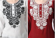 Short Kurta For Women Rayon white Embroidery Short Kurtis Combo