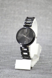 New Ethnic Solid Black Designer Metal Belt Analog Watches for Women
