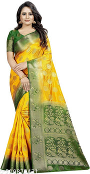 trendy jacquard saree with unstitched blouse