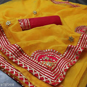 Kanooda Prints Women's kota doria gota patti Embroidery sarees.