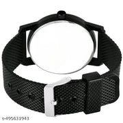 ISLAMIC AYATULKURSI Design Round Black Dial Latest Fashion Black Rubber Strap Stylish Wrist Watch for Men and Boys, Pack of 1