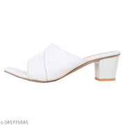 Heeled Sandals Square Toe Sandals Slip On Fashion Wedding Chunky Block Mule Heels for Women