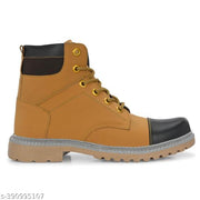 Shoe Island ® Vengeance-X ™ Leather Tan Brown Solid Tough Heavy Duty High Ankle Length Mens Casual Long Boots For Men (BAB985-TAN)