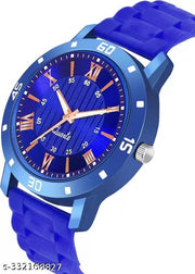 BEST Quality Best Price Roman Blue Dial Stylish Causal  Blue PU Strap Watch For Boys And men Watch