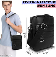 ZOVIRA Faux Leather Unisex Sling Cross Body Travel Office Messenger Bag  Black Pack 1