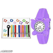 Kids Multicolor Plastic Casual Watches With 11 Belt Inter Changeable Belt women  Analog Watches