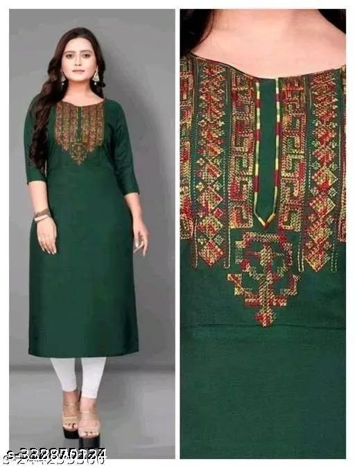 rayon kurti embroidered