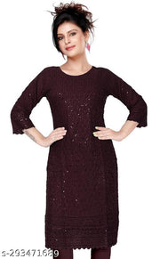 women cotton full Embroidery chikan Kurtis stylised Kurtis, embroider work done on both side front back and on arms also.