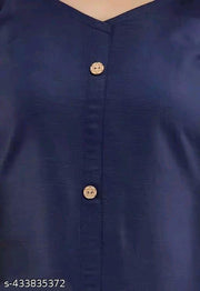 Women's&Girl's "Rayon"  Fashionble v-neck with puff sleeb  stylish kurti(navyblue)