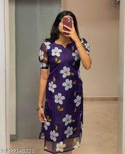 Flower Design Self Design Organza Kurti