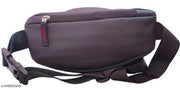 Flikker: Stylish Synthetic Leather Waist Bag for Men || Women Casual Waist Bag || Unisex Kamar Pouch Fanny Pack Waterproof Travel Hip Bag Side Bag for Boys Running Sports Money Bag Phone Pocket Belt Bag with Adjustable Strap Chest Bag (Black, Pack of: 1)