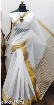 VJ FASHION SELF DESIGN KERALA COTTON WIGHT SAREE
