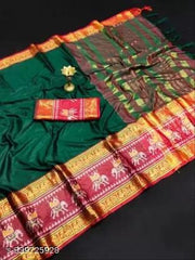 Pure Narayanpet Hand woven Merserised Cotton saree with rich border